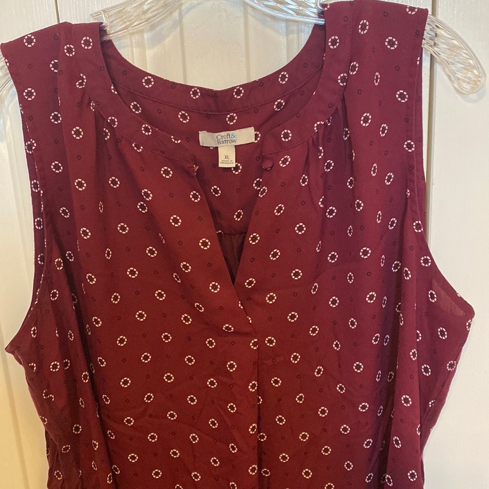 Croft & Barrow-Size XL-Sleeveless Blouse-Bib Top-Tank-Maroon-EUC